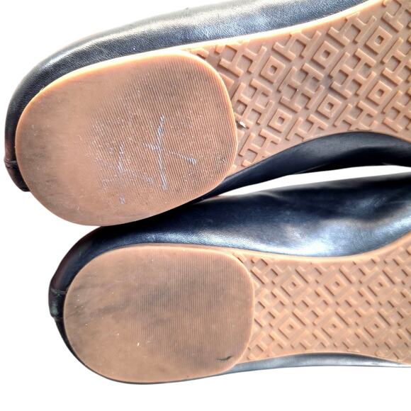 Tory Burch Mini Miller Black Leather Logo Pump Size 5.5M Comfy Flats - Picture 11 of 11